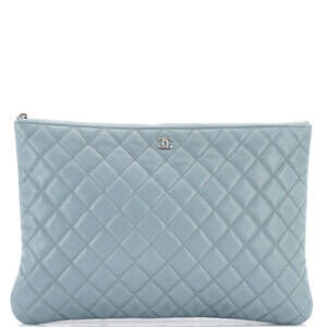Chanel Large O Case Clutch Quilted Caviar